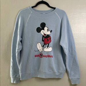 Vintage Disney World Mickey Mouse Crewneck Sweatshirt light blue